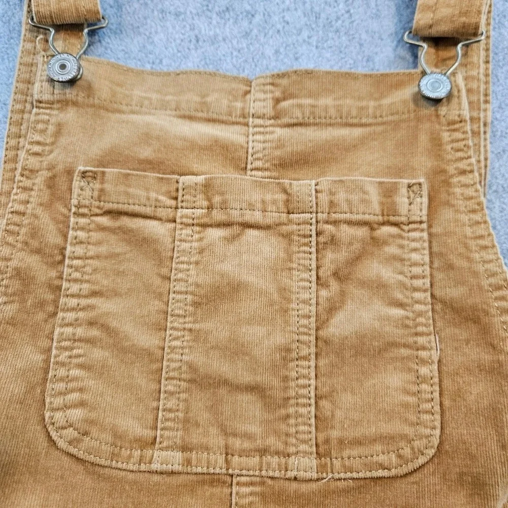 WallFlower Womens Corduroy Overalls Camel Tan Slim Leg Bib Dungarees L